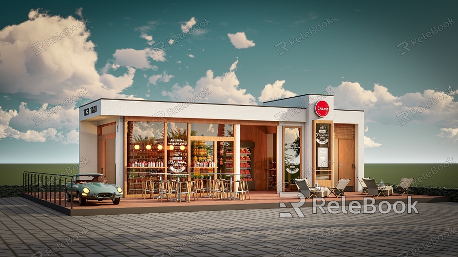 Cafe Milk Tea Shop Catering Building Supermarket Convenience Store model