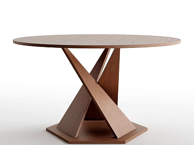 Modern Round Wooden Dining Table With X Shaped Legs For Contemporary Home Decor 3d model
