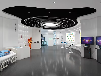 Modern exhibition hall science and technology classroom space 3d model