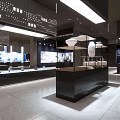 Elegant Modern Exhibition Hall Interior Design With Glass Display Cabinets And Ceiling Lighting