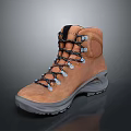 Brown Leather High Top Hiking Boots With Black Laces And Durable Outdoor Sole