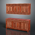 Wooden Entryway Cabinet And Side Cabinet With Carved Decorative Patterns 3d model