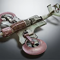 Vintage Retro Aircraft Model With Mechanical Structure Circular Rotors And Metallic Texture 3d model