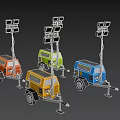 Portable Outdoor Mobile Light Towers With Multiple Lamps And Colored Wheeled Bases