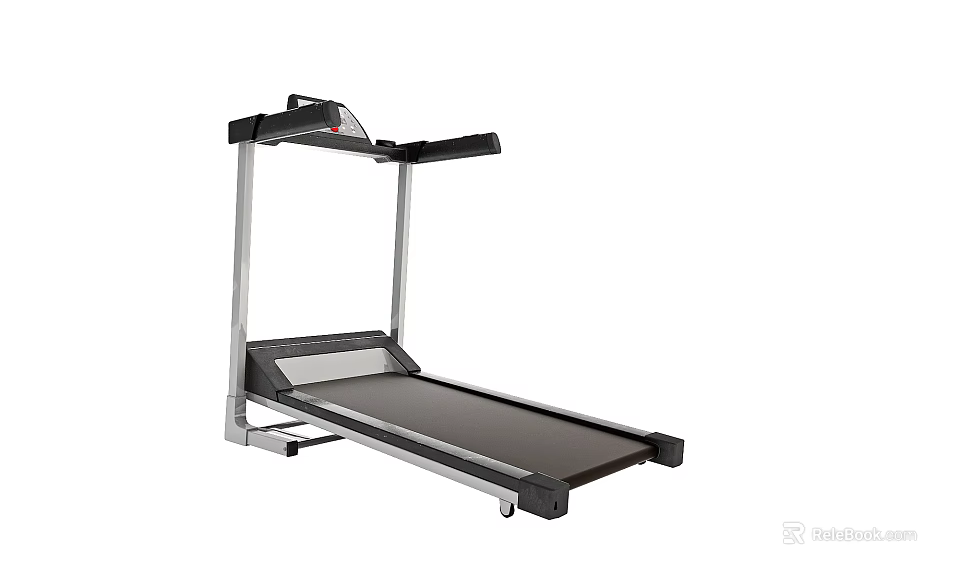 Sturdy Home Gym Treadmill With Running Belt Handrails And Digital Display For Fitness 3d model 