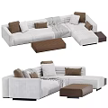 Sectional Sofa Set with Brown White Black Upholstered Modular Design and Ottoman 3d model