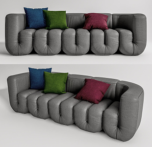 Modern Shaped Sofa Shaped Leather Multiplayer Sofa 3d model