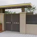 Modern Landscape Pavilion With Green Shrubs Stone Path And Wooden Accents