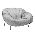 Green Round Leather Single Sofa With Soft Cushion And Metal Legs