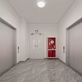 Modern Elevator Hallway With Light Tile Walls Marble Floor Side Windows Bright Spacious Design 3d model