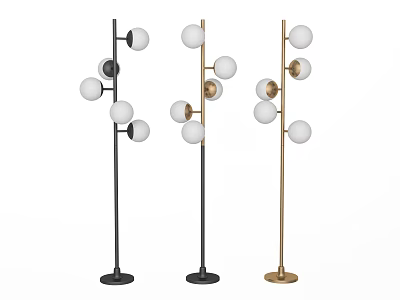 Modern Floor Lamps With Spherical Bulbs And Different Colored Poles Design 3d model