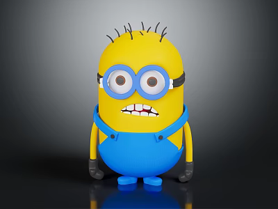 Minion Themed Children's Furniture Figurine With Yellow Body And Blue Overalls 3d model