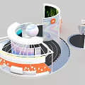 Modern Abstract Circular Structure With Multi Layer Rings And Orange Black White Design 3d model