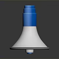 Computer Megaphone With Blue White Body Gray Edge And Dark Background Reflection 3d model