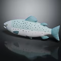 Light Blue And White Spotted Fish Toy With Glossy Surface And Rounded Shape 3d model