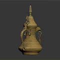 Vintage Brass Ewer With Ornate Carvings And Decorative Handle For Household Use