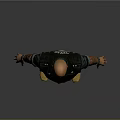 Bald Bearded Male Character Wearing Black Leather Vest Ripped Jeans Yellow Shoes And Tattooed Arms