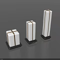 Modern Outdoor Lights With Three Different Sizes White Body And Dark Base 3d model