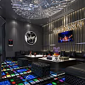 Modern KTV Lounge Interior With Colorful LED Floor Sofa Seating And TV Screen