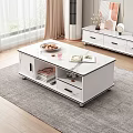 Modern White Coffee Table With Marble Top Drawers And Storage Space 3d model