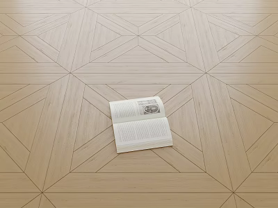 Light Wood Intricate Geometric Patterned Hardwood Flooring With Open Book 3d model