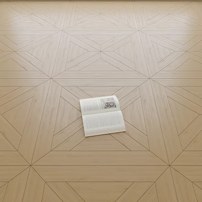 Light Wood Intricate Geometric Patterned Hardwood Flooring With Open Book 3d model