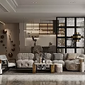 Modern Living Dining Room Interior With Cozy Sofa Coffee Table Pendant Lights And Decorative Ornaments