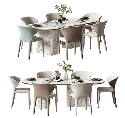 Modern Dining Table and Chair Combination Dining Table and Chair 3d model