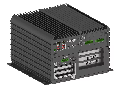 Rugged Industrial Embedded Control Unit With Heat Sink Design Multiple Interfaces And Slots 3d model