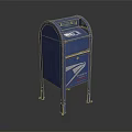 Blue Metal USPS Mailbox With Mail Slot Classic Design And Standing Legs