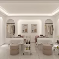 Modern White Minimalist Beauty Salon Reception Lobby Interior Design With Comfortable Furniture And Green Plants