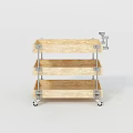 Three Tier Storage Rack With Wooden Shelves And Metal Frame On Wheels