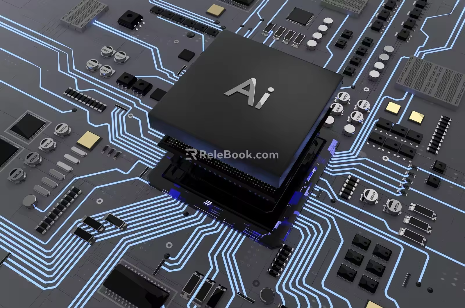 E-commerce chip AiCPU smart chip circuit board circuit board explosion diagram circuit technology chip electrical appliance computer intelligent equipment 3d model