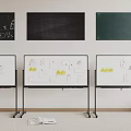 Whiteboards and Blackboards with Sticky Notes on Standing Frames for Collaboration 3d model