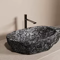 Modern stone trough basin sink faucet 3d model
