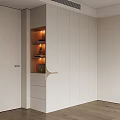 Modern White Wardrobe Interior With Sleek Design Open Shelves And Lighting