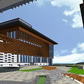 Modern Multi story Office Building With Glass Curtain Wall And Blue Sky Exterior