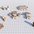 Wooden Landscape Seats with Geometric Shapes and Various Structures for Outdoor Design