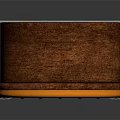 Vintage Wooden Jukebox Audio System With Brown Orange Finish And Retro Decorative Grille Stripes Design