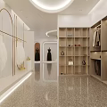 Modern White Wedding Dress Store Interior With Bridal Gown Display And Shelving Units