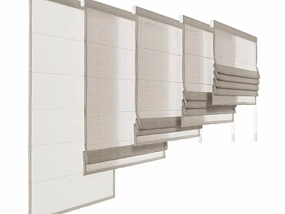 Roman Blinds Design With Multiple Folded Styles For Modern Home Interior Windows 3d model