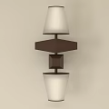 Modern Geometric Wall Lamp Featuring White Lampshade and Dark Frame on Beige Wall