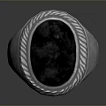 Silver Ring With Dark Stone And Braided Edge For Daily Life Use 3d model
