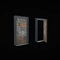 Vintage Industrial Metal Swing Door with Closed and Open Frame Design