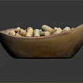 Assorted Wine Corks Collected In Wooden Bowl For Decorative Use 3d model