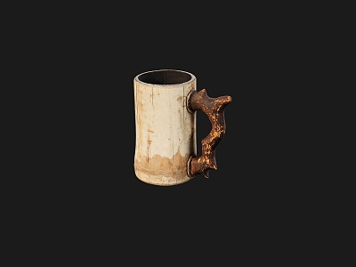 Old wooden cups, old objects 3d model