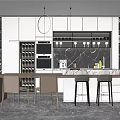Modern Dining Table and Chair Combination West Cabinet Wine Cabinet Bar Counter 3d model