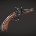 Antique Flintlock Pistol With Wooden Stock Metal Barrel And Vintage Weapon Design