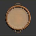 Hand-Carved Copper Sculpture Circular Vessel With Dual Handles Glossy Surface And Artistic Design