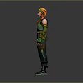 Stylized 3D Female Character With Orange Braided Hair Green Utility Outfit And Wrist Guards